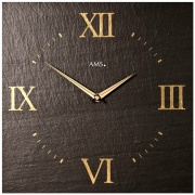 NÁSTĚNNÉ A STOLNÍ HODINY Designové nástěnné břidlicové hodiny 9517 AMS 30cm