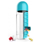 ASOBU   Fresh&Eco ASOBU multifunkční týdenní dávkovací láhev Pill Organizer tyrkys 600ml