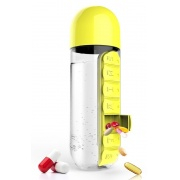 ASOBU   Fresh&Eco ASOBU multifunkční týdenní dávkovací láhev Pill Organizer žlutá 600ml