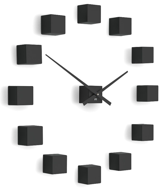 Designové nástěnné nalepovací hodiny Future Time FT3000BK Cubic black - doprava ZDARMA!