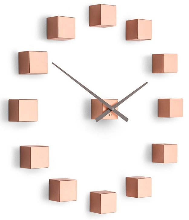 Designové nástěnné nalepovací hodiny Future Time FT3000CO Cubic copper - doprava ZDARMA!