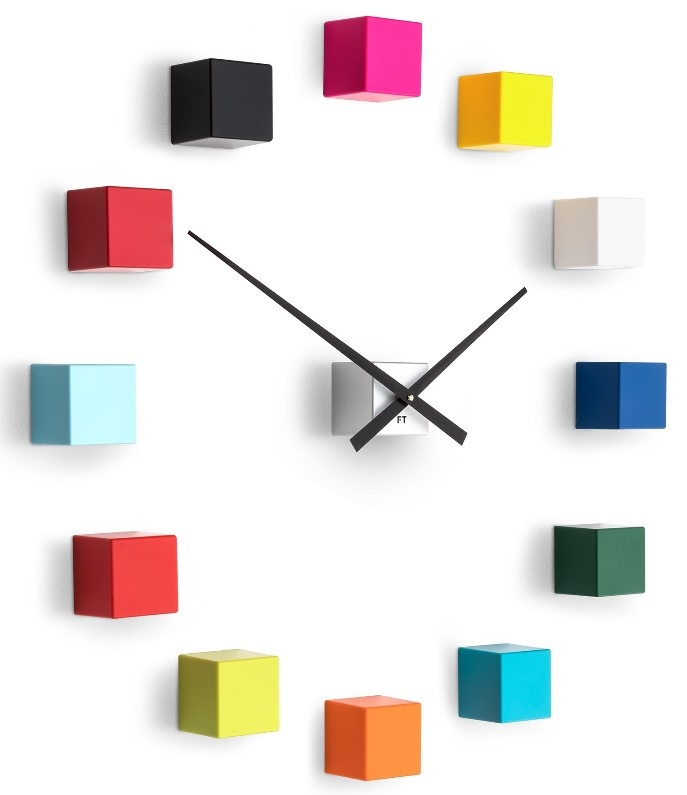 Designové nástěnné nalepovací hodiny Future Time FT3000MC Cubic multicolor - doprava ZDARMA!