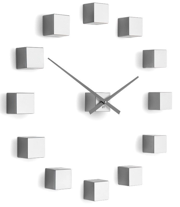 Designové nástěnné nalepovací hodiny Future Time FT3000SI Cubic silver - doprava ZDARMA!