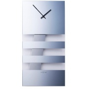 Kyvadlové hodiny Designové nástěnné kyvadlové hodiny 2855mi Nextime Bold Stripes silver 38x19cm
