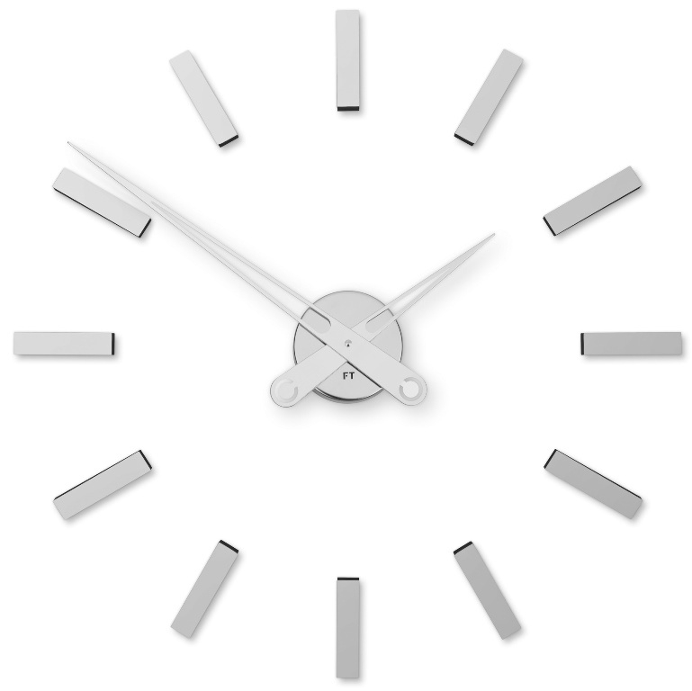Designové nalepovací hodiny Future Time FT9600SI Modular chrome 60cm